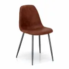 Cadeira moderna de vida em imitação de couro marrom vintage, Elice, 4 pedaços Viadurini