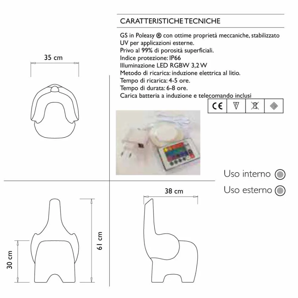 Cadeira Luminosa para Criança, Led RGBW Recarregável, 2 Peças - Tino by Myyour Viadurini