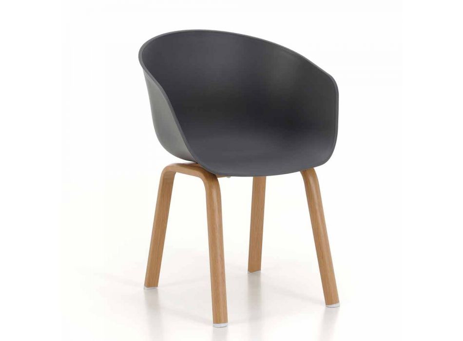 Cadeira moderna com assento de polipropileno e pernas de metal, 4 peças - robalo Viadurini