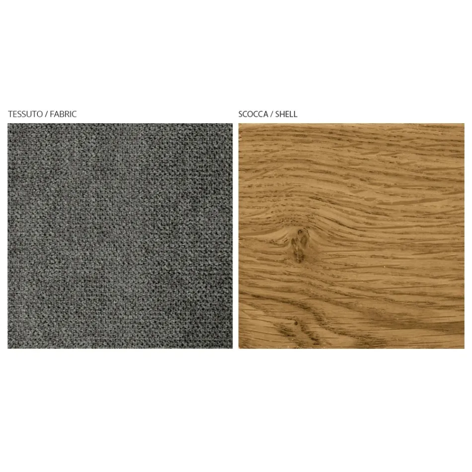 Cadeira moderna para sala em diferentes tecidos com revestimento de madeira - Wolter Viadurini