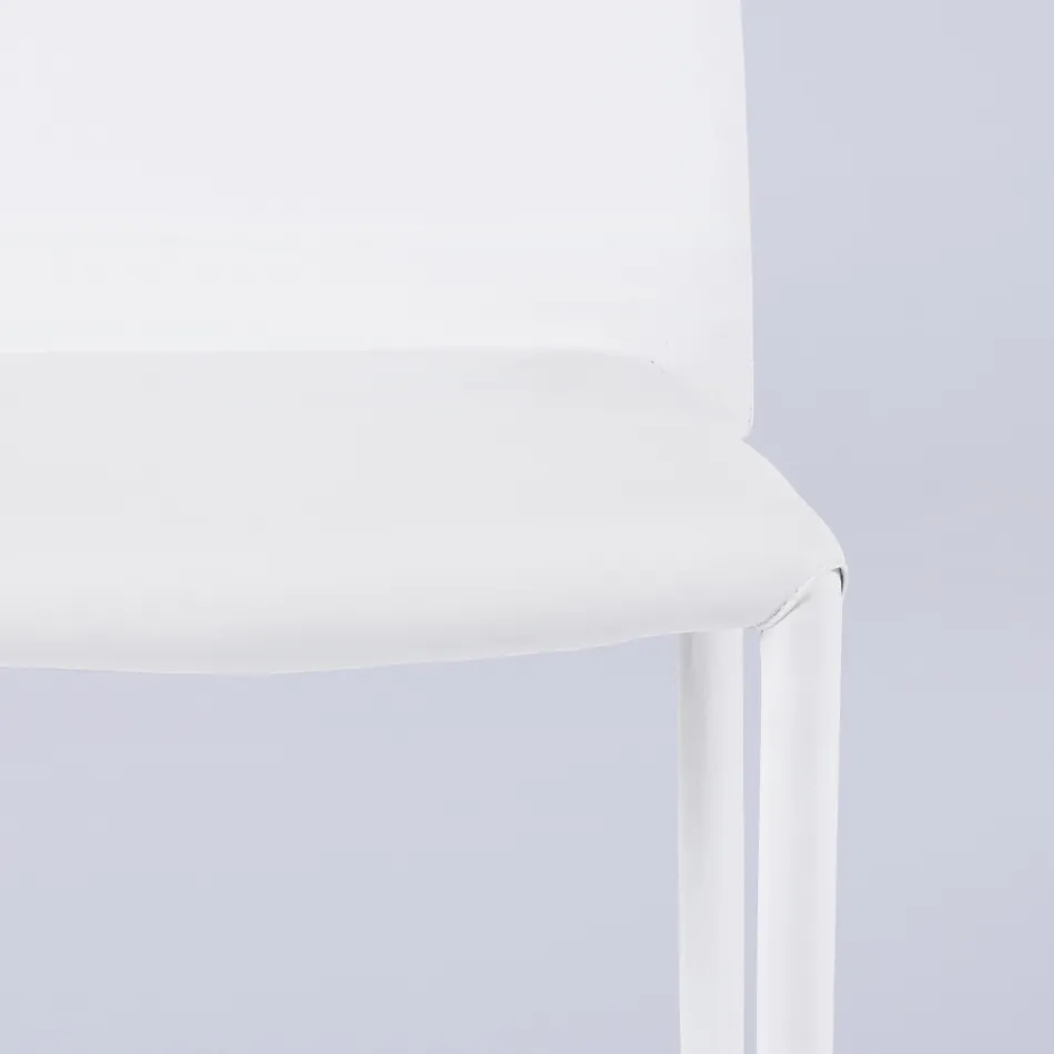 Cadeira moderna para sala em couro ecológico e metal fabricada na Itália - Reka Viadurini