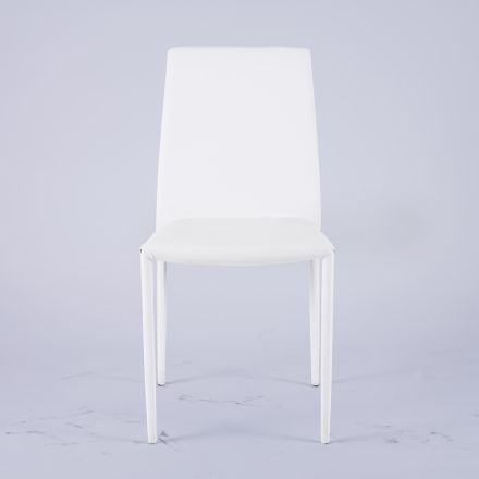 Cadeira moderna para sala em couro ecológico e metal fabricada na Itália - Reka Viadurini