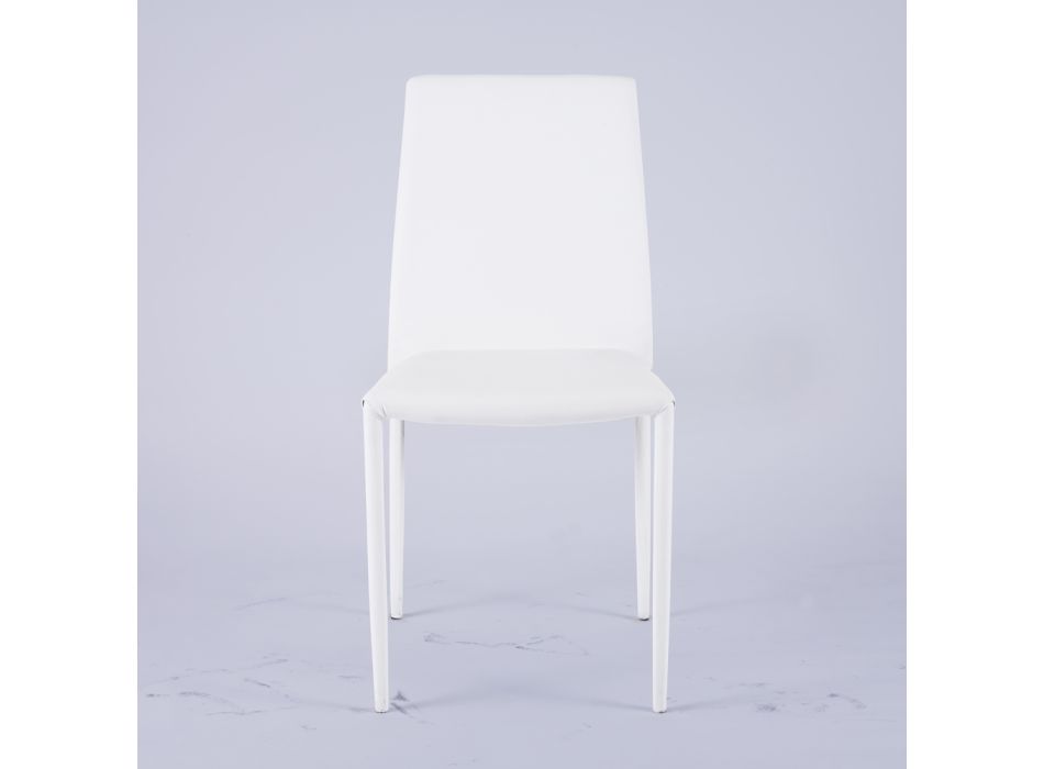 Cadeira moderna para sala em couro ecológico e metal fabricada na Itália - Reka Viadurini