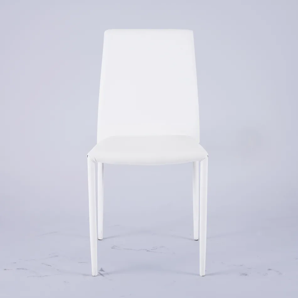 Cadeira moderna para sala em couro ecológico e metal fabricada na Itália - Reka Viadurini