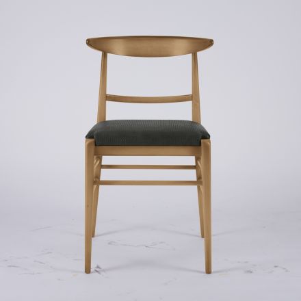 Cadeira moderna para sala em tecido e madeira maciça Made in Italy - Wilma Viadurini