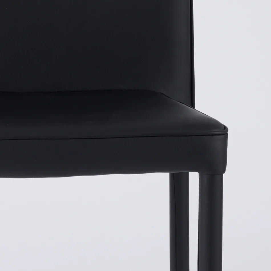 Cadeira moderna para área de estar em couro ecológico e metal fabricada na Itália - Michaela Viadurini