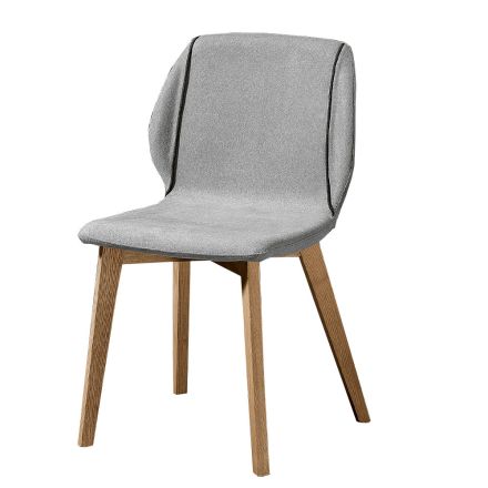 Cadeira Moderna de Design Elegante em Tecido com Borda e Madeira - Scarat Viadurini