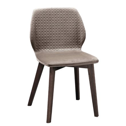 Cadeira Moderna de Design Elegante em Veludo Acolchoado e Madeira - Scarat Viadurini