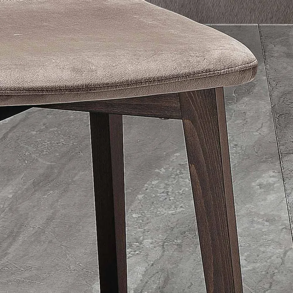 Cadeira Moderna de Design Elegante em Veludo Acolchoado e Madeira - Scarat Viadurini