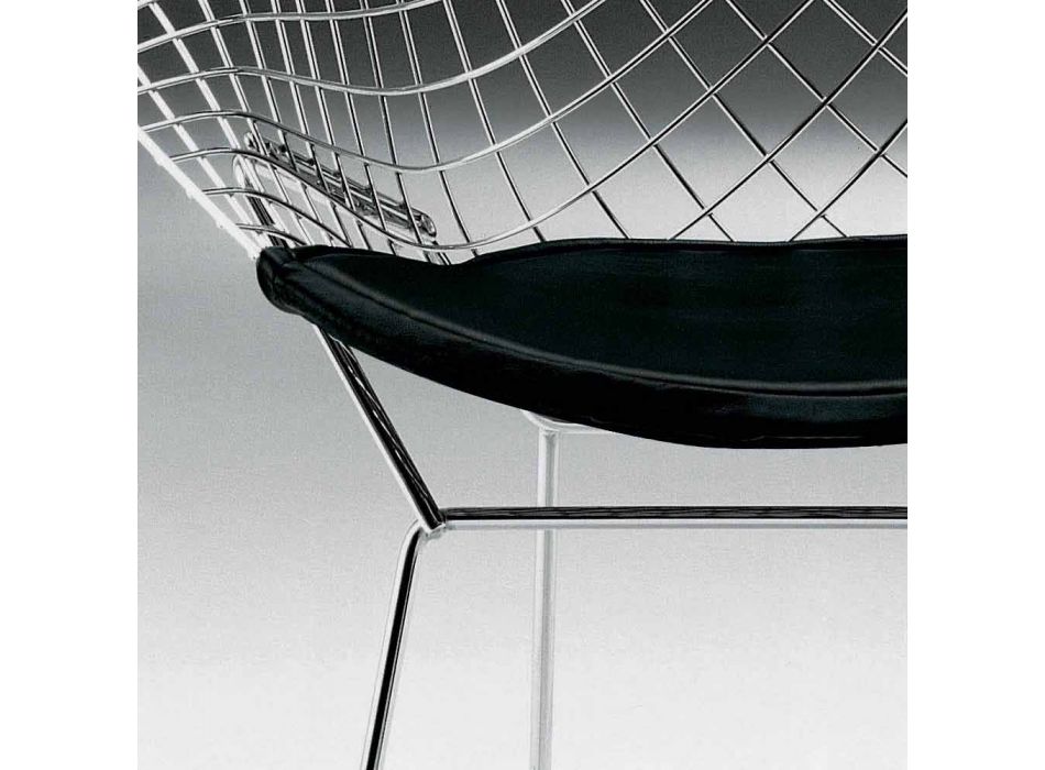 Cadeira de aço moderna com assento de couro de luxo Made in Italy - Beniamino Viadurini