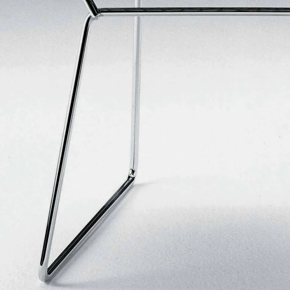 Cadeira de aço moderna com assento de couro de luxo Made in Italy - Beniamino Viadurini