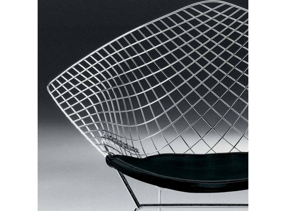 Cadeira de aço moderna com assento de couro de luxo Made in Italy - Beniamino Viadurini