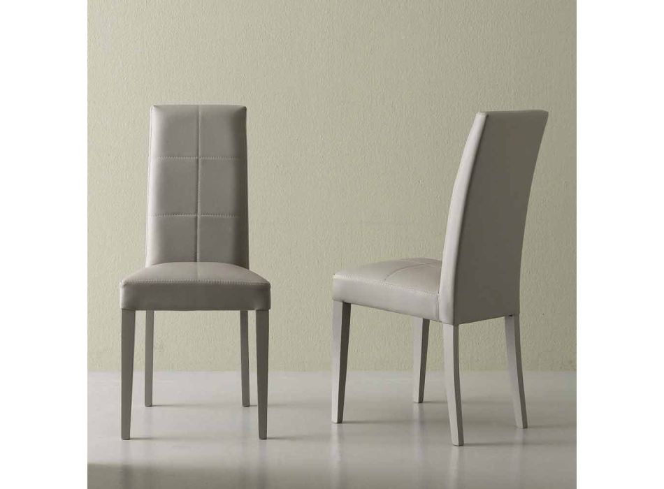 Cadeira moderna em couro ecológico Linear cinza gelo Viadurini