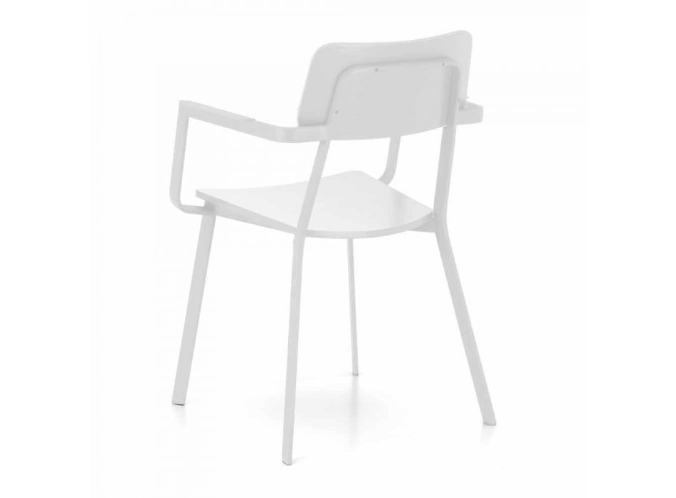 Cadeira de madeira moderna com estrutura metálica pintada, 4 peças - Habibi Viadurini