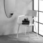 Cadeira de madeira moderna com estrutura metálica pintada, 4 peças - Habibi Viadurini