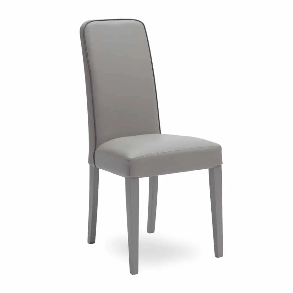 Cadeira moderna em madeira de faia e imitação de couro Fanny, 4 pz Viadurini