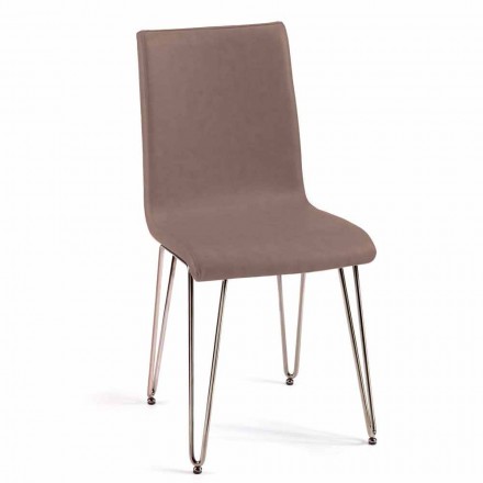Cadeira moderna em couro ou imitação de couro para sala de jantar ou cozinha Maha Viadurini