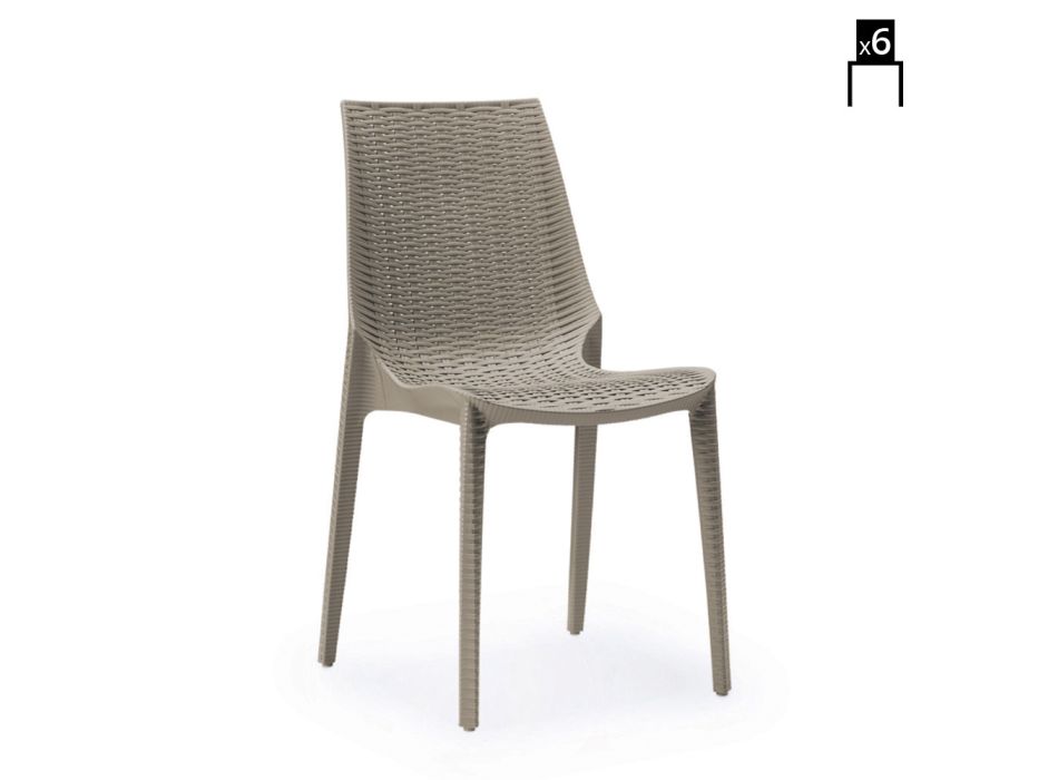 Cadeira Moderna em Tecnopolímero Trançado Fabricado na Itália 6 Peças - Erminia Viadurini
