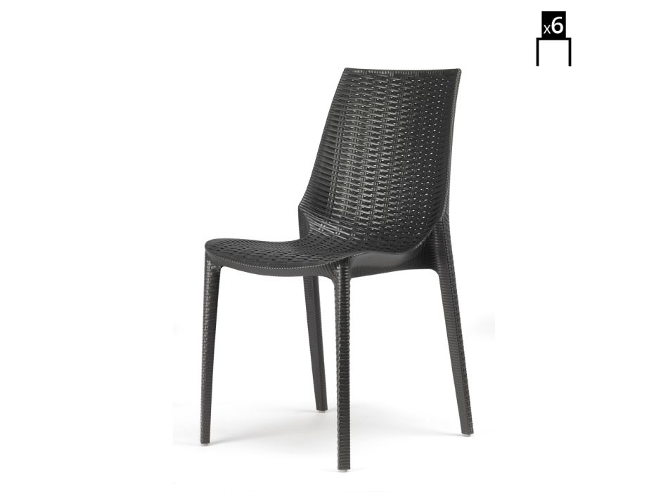 Cadeira Moderna em Tecnopolímero Trançado Fabricado na Itália 6 Peças - Erminia Viadurini