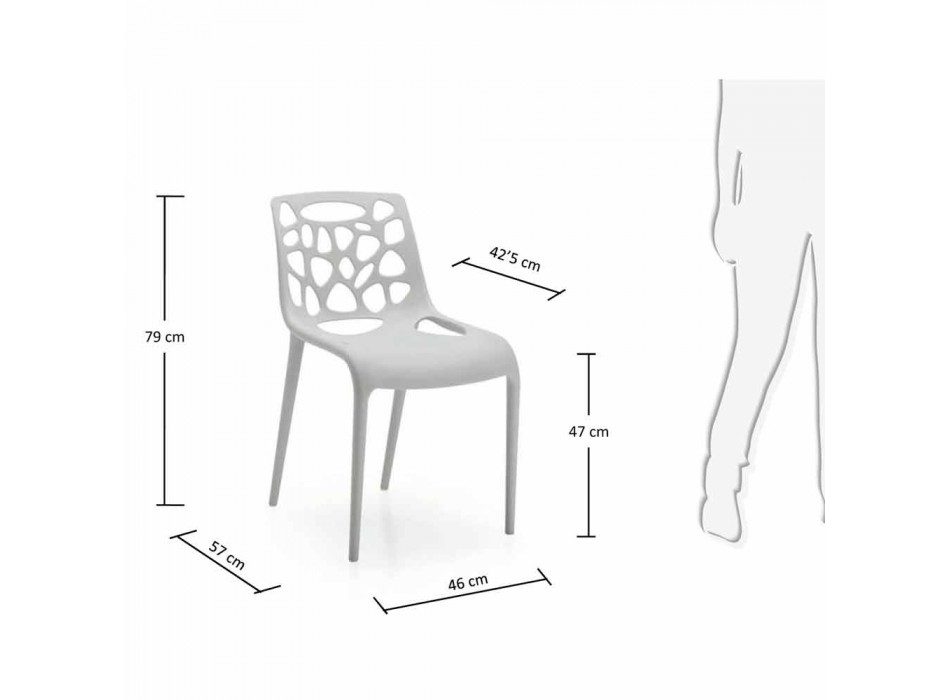 Cadeira monobloco de polipropileno com design moderno Blandine, 4 peças Viadurini