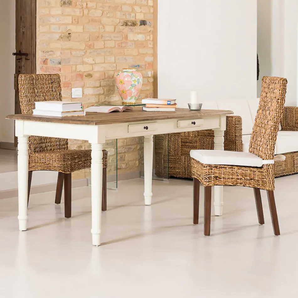 Cadeira ao ar livre em tecelagem de banana com almofada de assento - Safari Viadurini