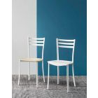 Cadeira de cozinha moderna em metal branco e madeira de faia fabricada na Itália - Ace Viadurini