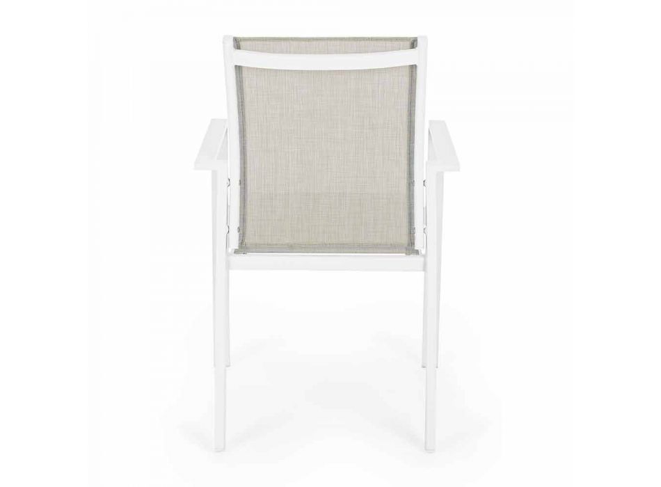 Cadeira empilhável para exterior com braços em alumínio Homemotion - Sciullo Viadurini