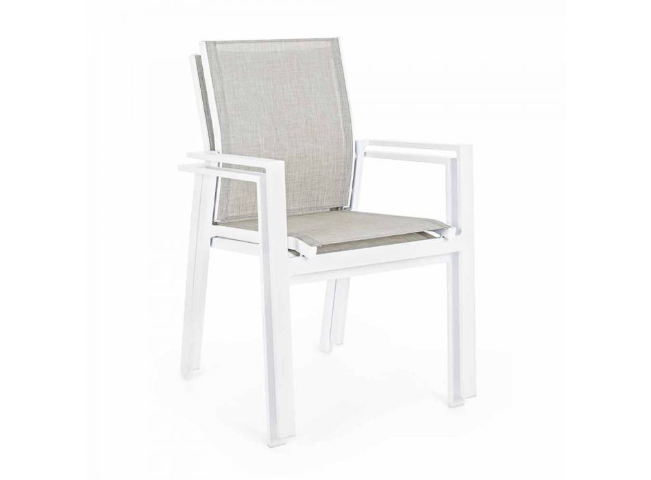 Cadeira empilhável para exterior com braços em alumínio Homemotion - Sciullo Viadurini