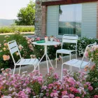 Cadeira empilhável para exterior, revestida a pó, fabricada em Itália, 4 peças - Amina Viadurini