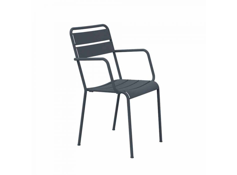 Cadeira empilhável para exterior, revestida a pó, fabricada em Itália, 4 peças - Amina Viadurini