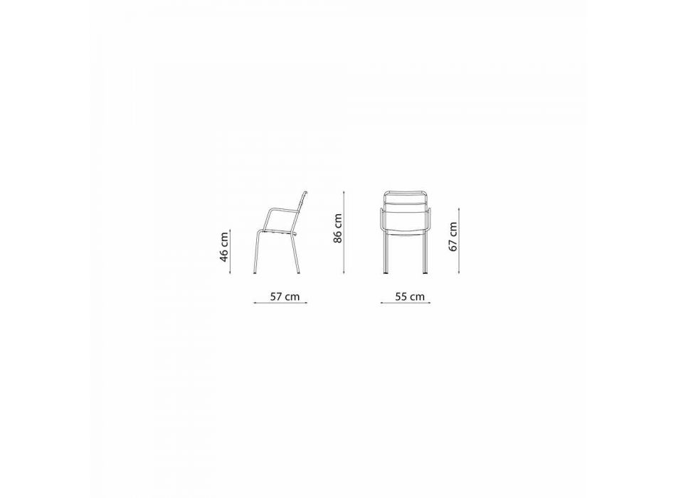 Cadeira empilhável para exterior, revestida a pó, fabricada em Itália, 4 peças - Amina Viadurini