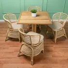 Cadeira para Jardim em Rattan Natural com Almofada Incluída - Torvi Viadurini