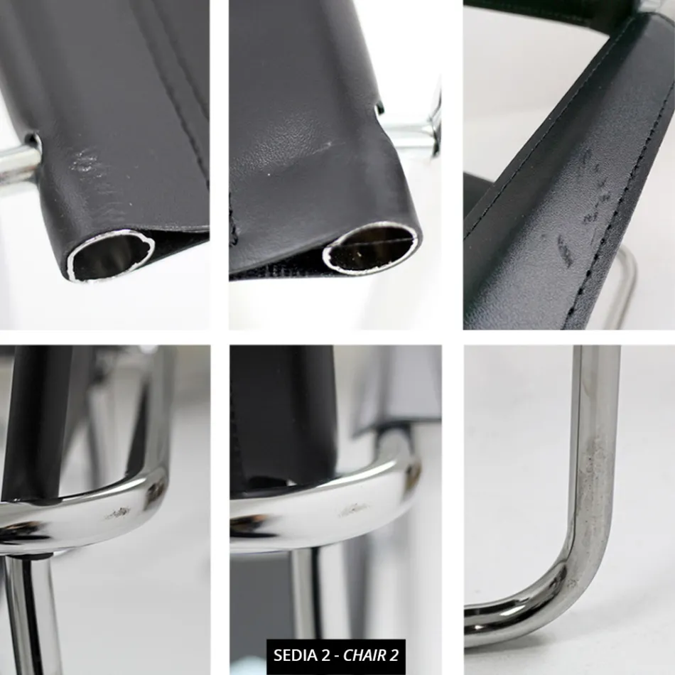 Cadeira para sala de conferências ou reuniões em couro preto e metal – Cirillo1/2 Viadurini