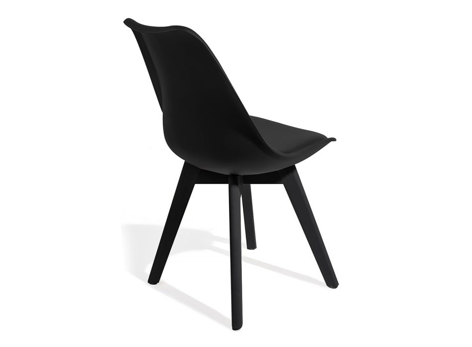 Cadeira de sala de jantar com assento de couro sintético de 4 peças - Chira Viadurini