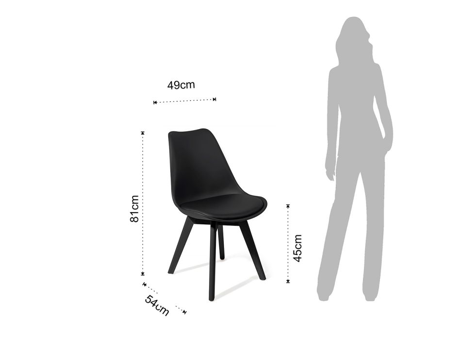 Cadeira de sala de jantar com assento de couro sintético de 4 peças - Chira Viadurini