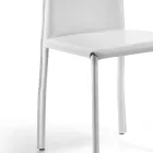 Cadeira de design para sala de jantar revestida em couro fabricada na Itália - Sissy Viadurini