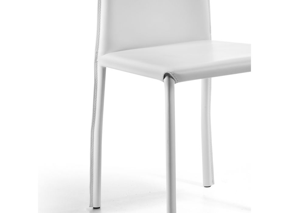Cadeira de design para sala de jantar revestida em couro fabricada na Itália - Sissy Viadurini