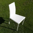 Cadeira de design para sala de jantar revestida em couro fabricada na Itália - Sissy Viadurini