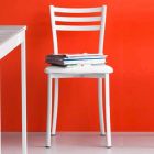 Cadeira de jantar acolchoada em metal e couro sintético fabricado na Itália - Ace Viadurini