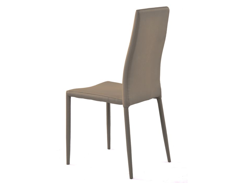 Cadeira de sala de jantar empilhável de couro sintético de 4 peças - Sibéria Viadurini