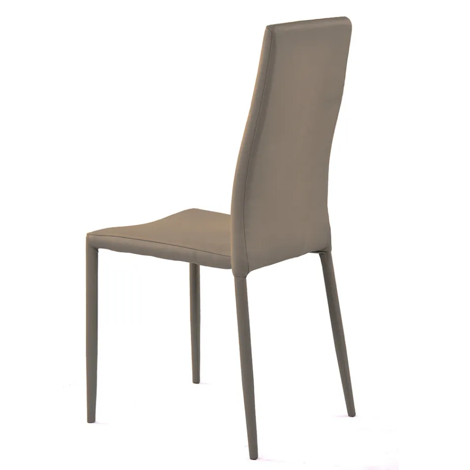 Cadeira de sala de jantar empilhável de couro sintético de 4 peças - Sibéria Viadurini