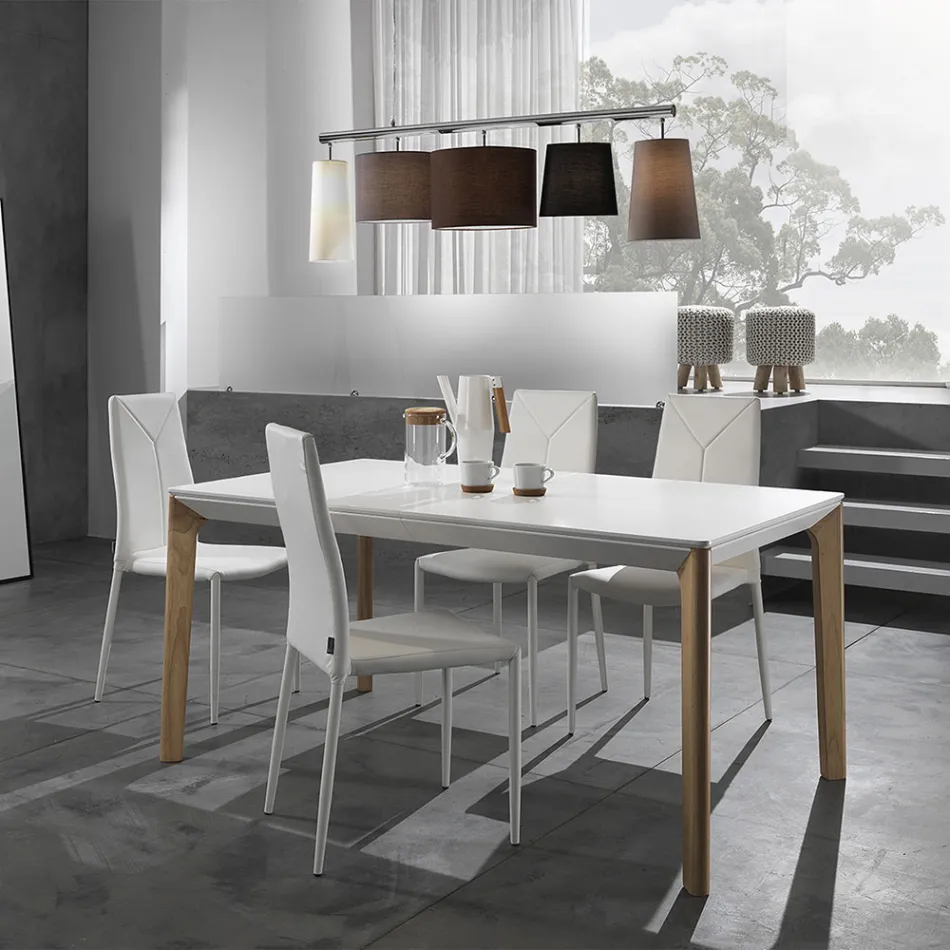 Cadeira de sala de jantar empilhável de couro sintético de 4 peças - Sibéria Viadurini