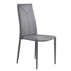 Cadeira de sala de jantar empilhável de couro sintético de 4 peças - Sibéria Viadurini