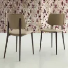 Cadeira da sala de jantar em ecoleather e metal made in Italy, 2 peças - selênio Viadurini