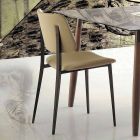 Cadeira da sala de jantar em ecoleather e metal made in Italy, 2 peças - selênio Viadurini