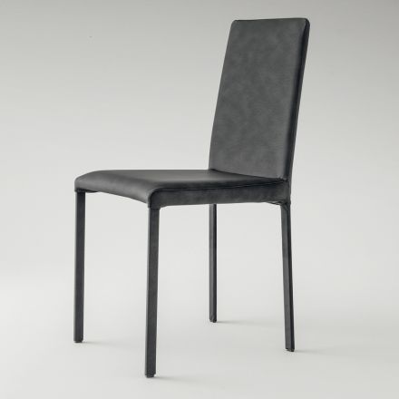 Cadeira de jantar de couro sintético fabricada na Itália, 2 peças - Mawi Viadurini