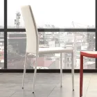 Cadeira Sala de Jantar em Metal Estofado em Couro, 4 Peças - Nadia Viadurini