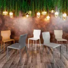 Cadeira de sala de jantar de metal estofada em couro sintético, 4 peças - titty Viadurini