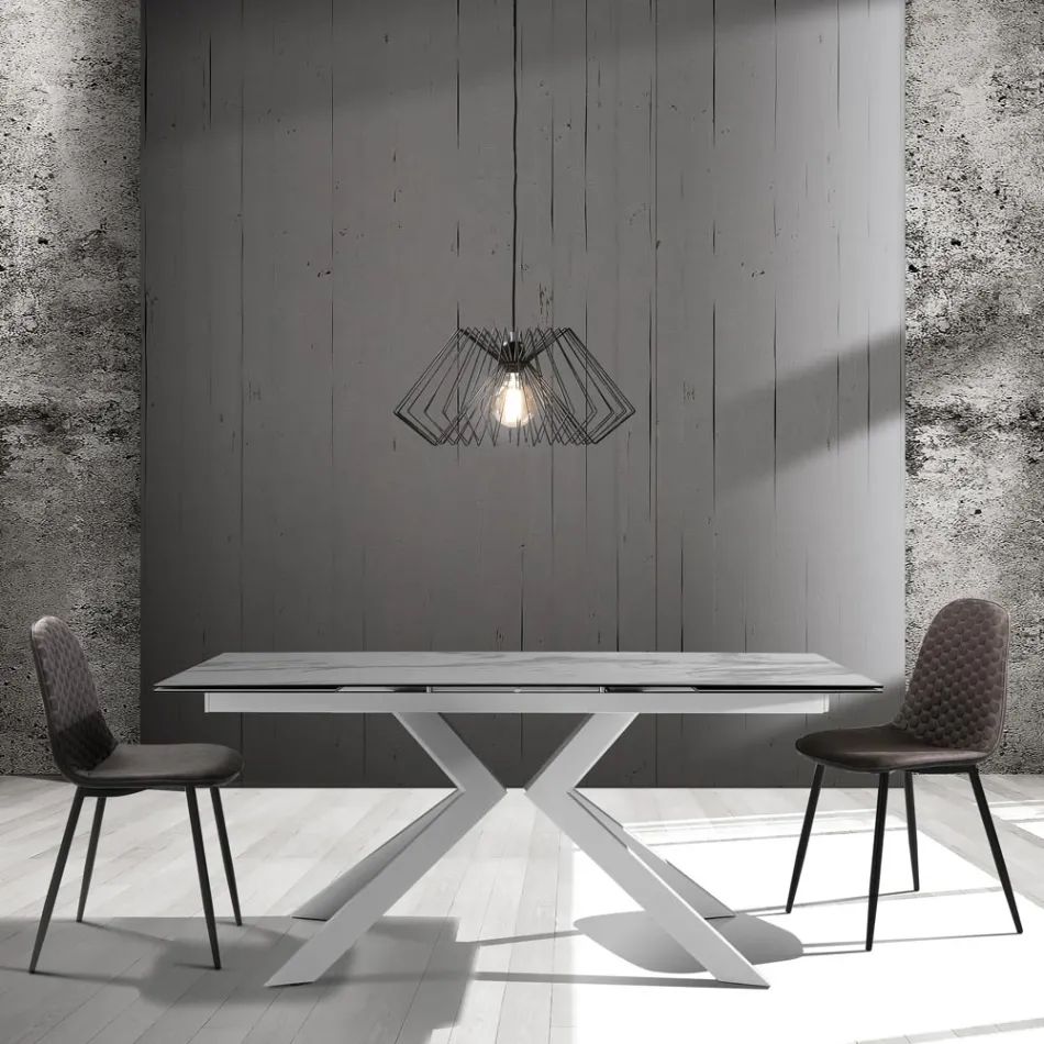 Cadeira da sala de jantar em microfibra e metal preto mate 4 peças - Jake Viadurini