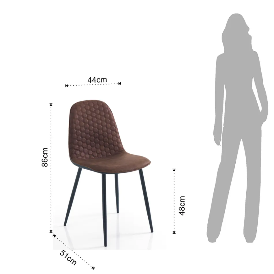 Cadeira da sala de jantar em microfibra e metal preto mate 4 peças - Jake Viadurini